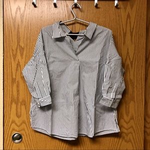 Navy Striped flowy shirt with bow details